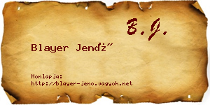 Blayer Jenő névjegykártya